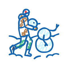building snowman winter icon doodle illustration