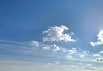 blue sky with clouds.
fluffy white cumulus clouds in a blue clear sky