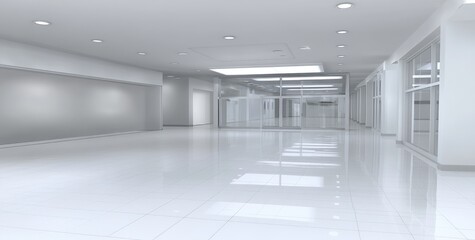 Empty, bright, modern hallway