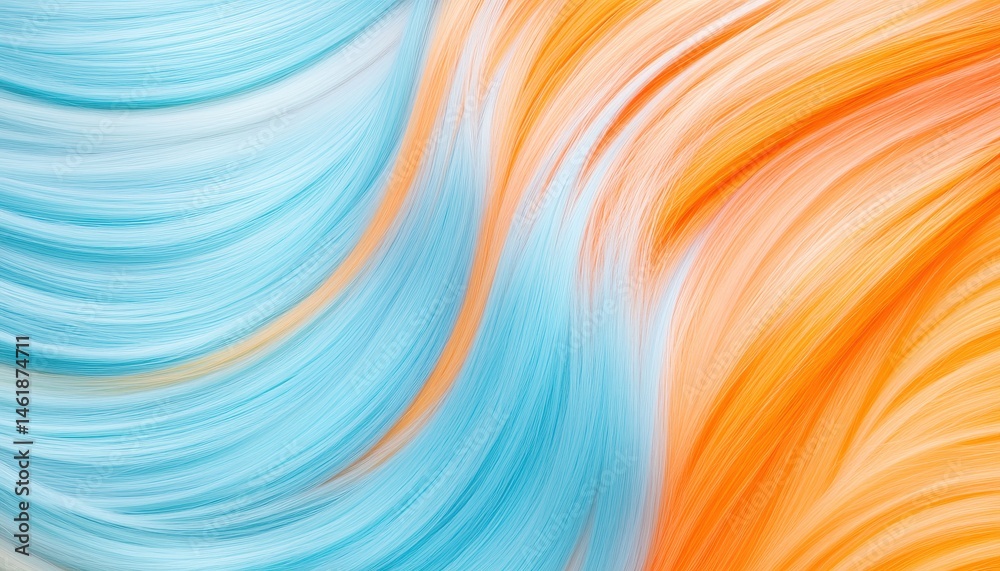 Aufkleber Vibrant Abstract Background Featuring Swirling Blue and Orange Acrylic Paint Textures Creates a Visually Dynamic and Modern Artistic Backdrop with Smooth Gradient Effect