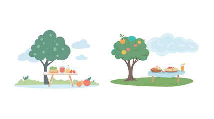 Cloudy sky over a suburban backyard, with a tree standing next to a table, creating a peaceful and serene outdoor scene, ideal for nature, relaxation, and suburban lifestyle themes.