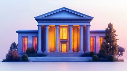 Obraz premium A large building with columns and a large window