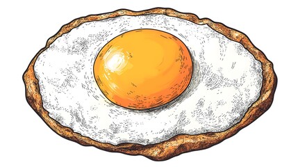 Hand-drawn illustration of a fried egg.