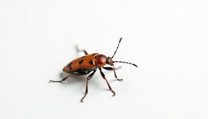 A lone bug meticulously displayed against pure white backdrop, arthropod, illustration
