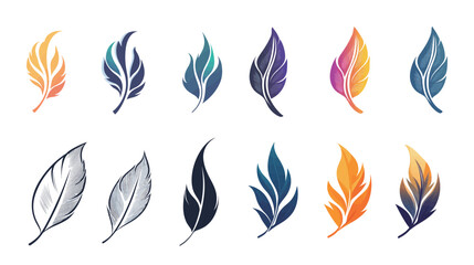 Creative fluid style feather logo with smooth line art design, featuring elegant curves and soft textures. Perfect for branding, artistic designs, and modern logos with minimalistic 