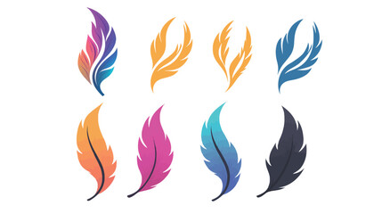 Creative fluid style feather logo with smooth line art design, featuring elegant curves and soft textures. Perfect for branding, artistic designs, and modern logos with minimalistic 