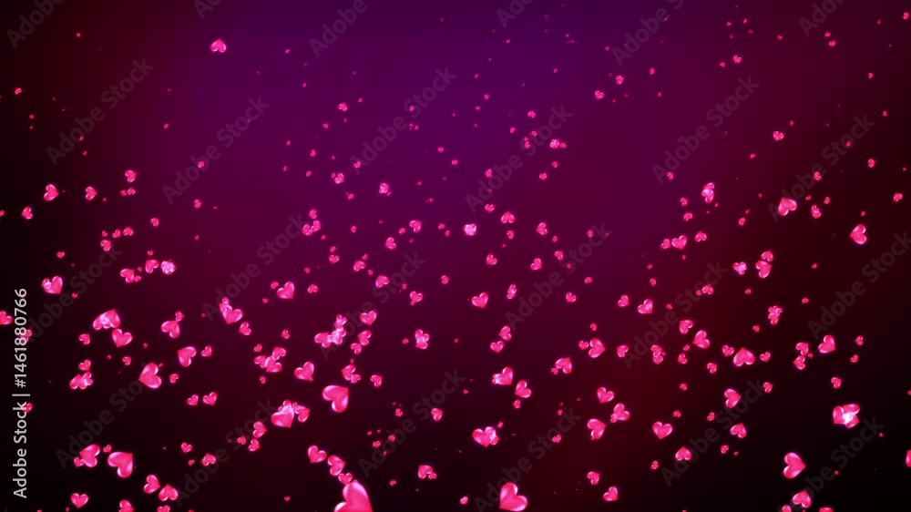 Canvas Prints abstract loop flow up pink red hearts animation on black background. animation for valentine day, bi