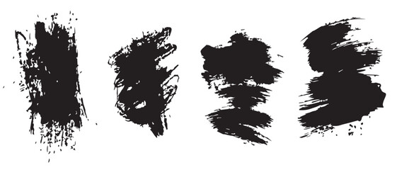 Fototapeta premium Black Brush Stroke Vector Elements for Creative Design