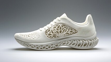 3D printed running shoe.  Complex design with organic patterns