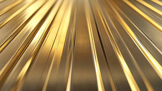 Golden, parallel, bars glint in the light. A close up view creating an abstract yet eye catching design.