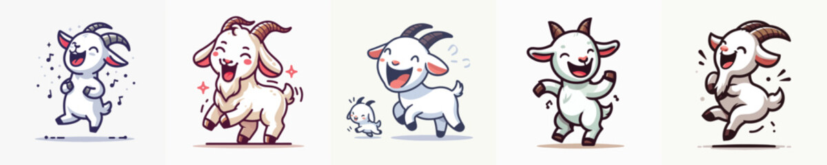 Vector of a cute little goat dancing with a smile