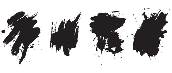 Black Brush Stroke Vector Elements for Creative Design
