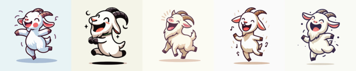 Vector of a cute little goat dancing happily