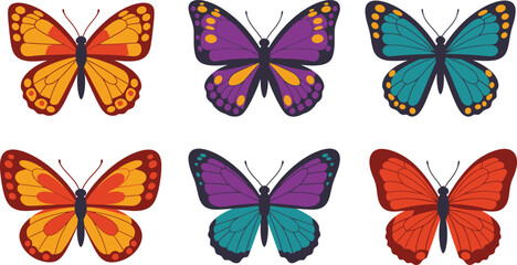 Cute Spring Butterflies Clipart - Bright Vector Pack