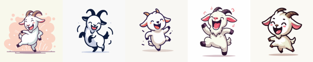 Vector of a cute little goat dancing