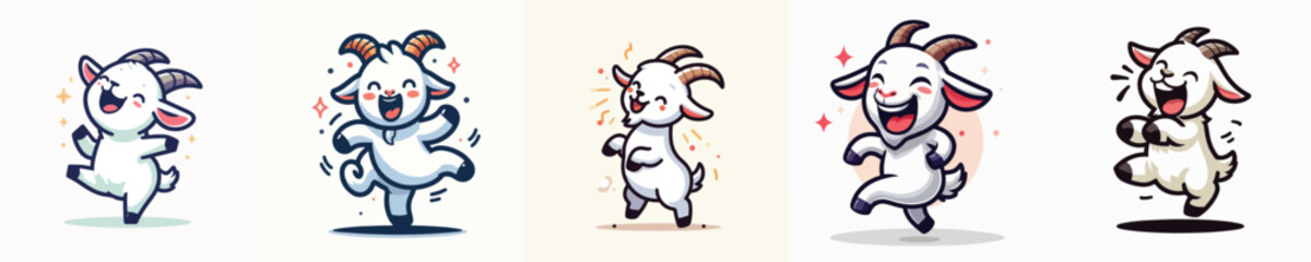Vector of a cute goat dancing