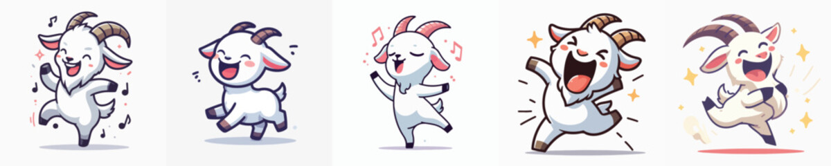 Vector of a cute goat dancing