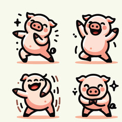 Vector of a pig dancing
