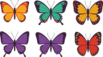 Whimsical Butterfly Cartoon Vector Illustrations Set