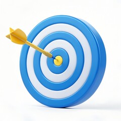 Bullseye Accuracy: A close-up shot of a blue and white target with a golden arrow hitting the bullseye, conveying precision, focus, and goal achievement.
