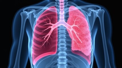 X-ray perspective view of human lungs