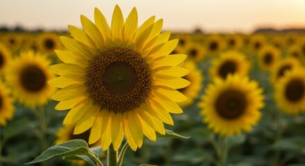 Obraz premium Vibrant sunflowers in a field