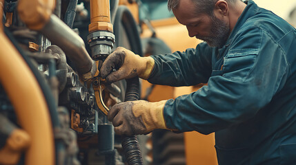 Mechanic Working on Heavy Machinery