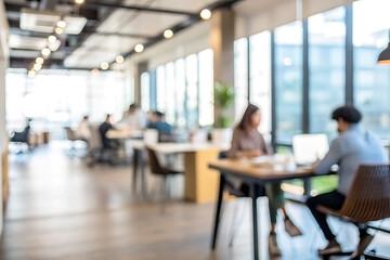 Blurred Modern Office Space with Coworkers