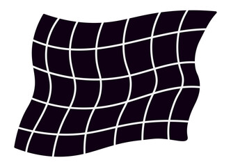 Black and white checkered flag waving and creating a dynamic optical illusion. Perfect for backgrounds. Graphic design projects. And illustrations related to racing. Competition. Or abstract concepts