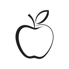 Simple black line art illustration of an apple.