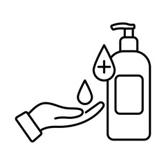 Hand washing with liquid soap vector icon design on white background