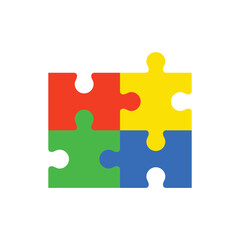 Obraz premium Jigsaw puzzle pieces flat vector design on a white background