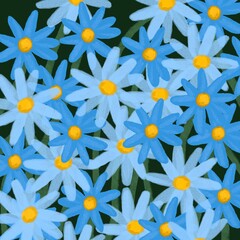 Blue daisies on a dark background