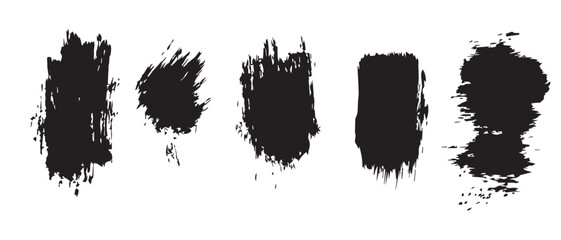 Black Brush Stroke Vector Elements for Creative Design