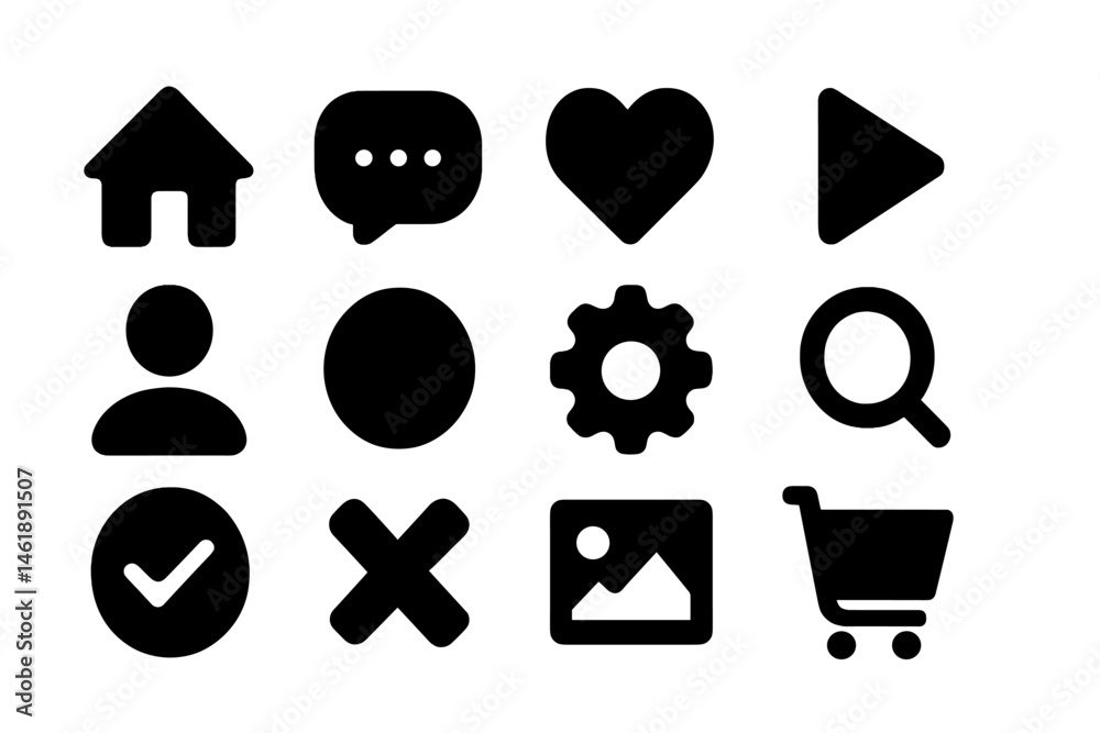 Poster vector illustration icons representing various user interface elements commonly found in digital app