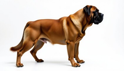 Obraz premium Majestic mastiff, powerful stance, white background, isolated, animal photography