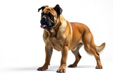 Fototapeta premium Majestic mastiff, powerful stance, white background, animal, isolated