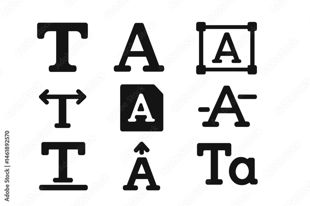 Poster vector illustration of alphabet characters and text manipulation icons for graphic design applicatio