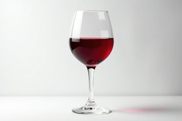 Single glass of red wine against bright white, background, studio shot, wine glass