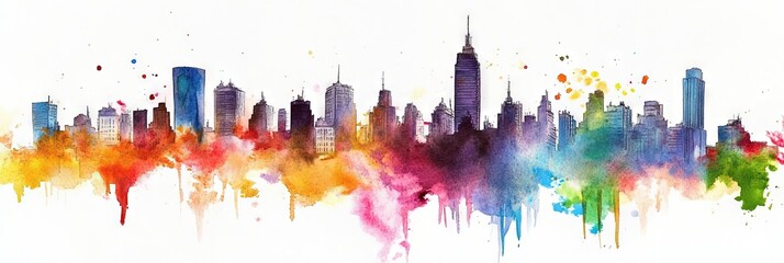 Fototapeta premium watercolor buenos aires downtown skyline 