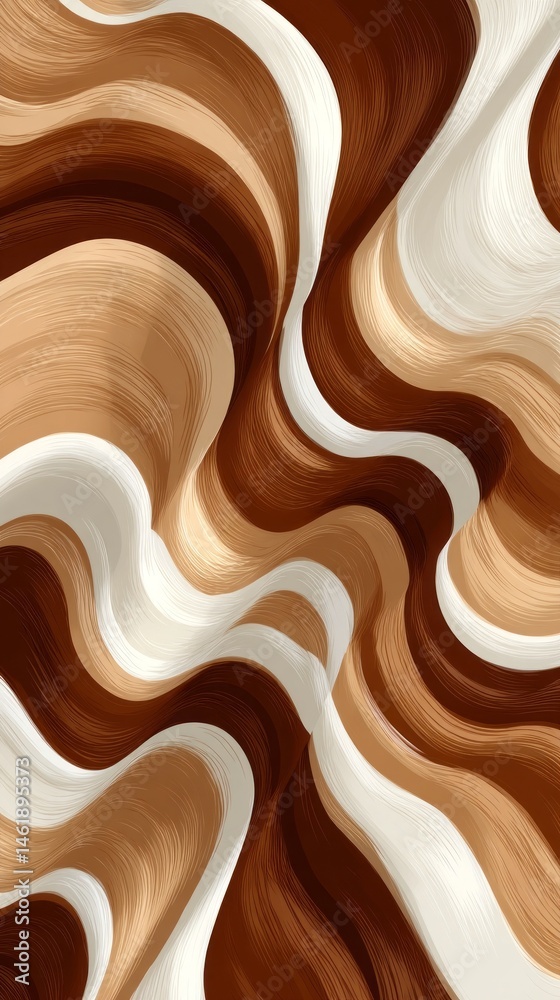 Poster creative wave pattern displays a blend of earthy brown, beige, and white tones, creating a fluid des