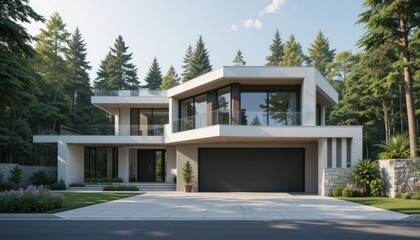 Private swimming pool near luxury villa. Sunny summer vacation