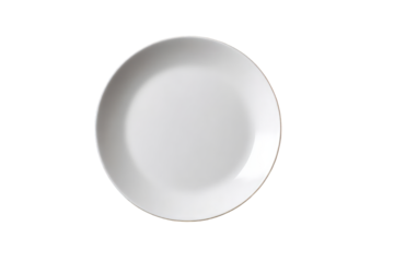 Empty white dinner plate on simple dish food meal life on transparent background