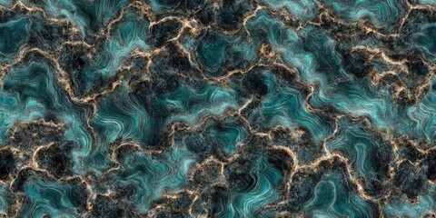 Obraz premium Abstract teal and gold swirling marble pattern