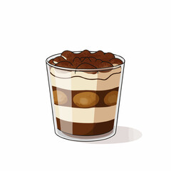 Layered dessert in glass with a chocolate topping and creamy base
