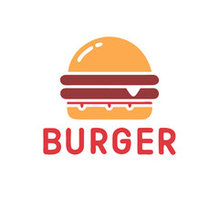 Fototapeta premium Colorful burger illustration with bold lettering showcasing a delicious fast food option for every meal