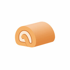 Orange-toned roulade illustration with cream spiral on white backdrop