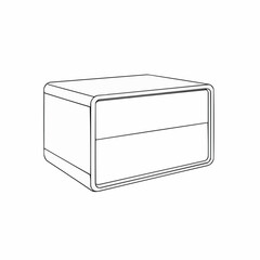 Simple minimalistic illustration of a rounded edge table, white background