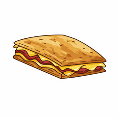 Illustration of quesadilla with cheddar and bacon, simple and inviting graphic
