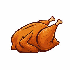 Golden roasted bird, crisp skin details and a leg, angled in the lower right